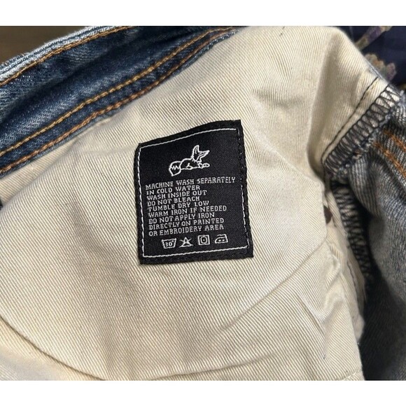 Akoo Denim Splatter Distressed Shorts With Patches Mens 44 - Picture 9 of 11